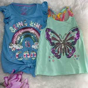 Isaac Mizrahi Girls Tank Tops 2 Pack Size XS (4) Rainbow & Butterfly Graphic